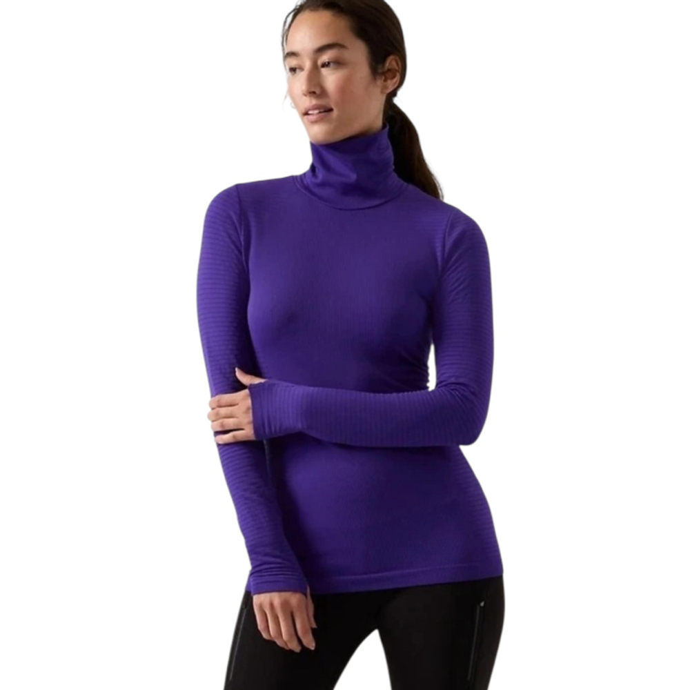 Athleta Purple Flurry Blizzard Ribbed Turtleneck Long Sleeve Top Size XS